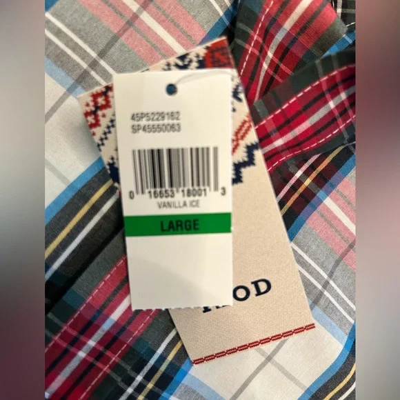 Men’s IZOD long sleeve button shirt vanilla ice pattern red white plaid NWT L - Picture 5 of 8